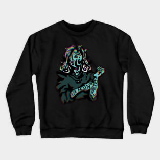 Ask Again Later. Glitchcore in Moss Green Crewneck Sweatshirt